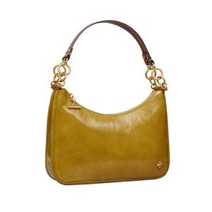 🌿 Tory Burch Sweet Pear 151 Mercer Patent Crescent Bag